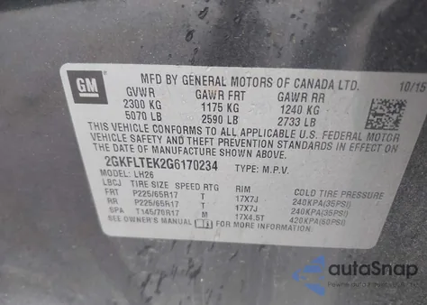 2016 GMC Terrain Sle-2 from USA, damaged, VIN 2GKFLTEK2G6170234